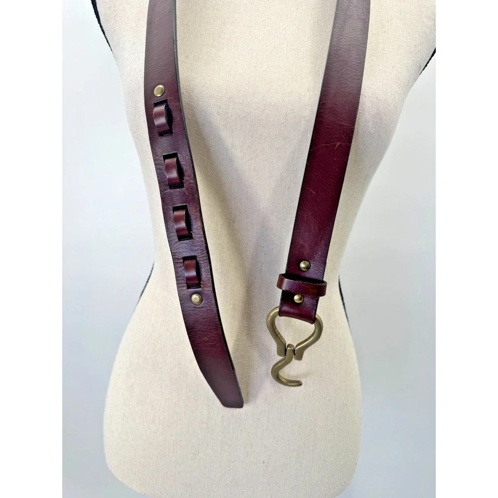 Vintage Orvis Cognac Full Grain Leather Equestrian Hoof Pick Belt 38 Brass USA